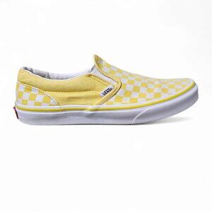 Vans Checkerboard Classic Slip-On Low-Top Sneakers White/Yellow Kids Shoe